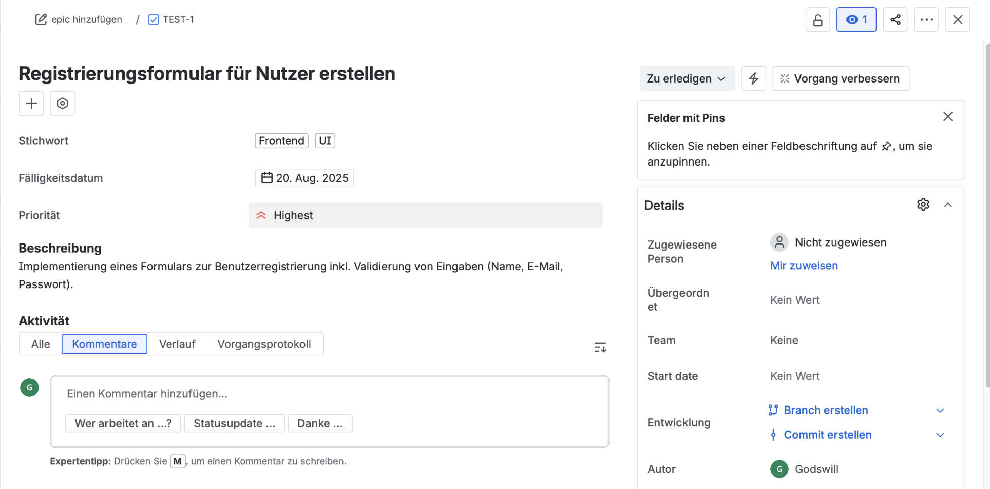 Jira Ticket-Detail